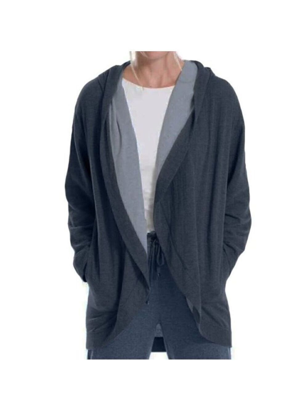 𝅺MAX Studio BNWOT XSmall Blue Hoodie Cardigan Sweater New Open Front